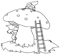 A coloring page of gnomes